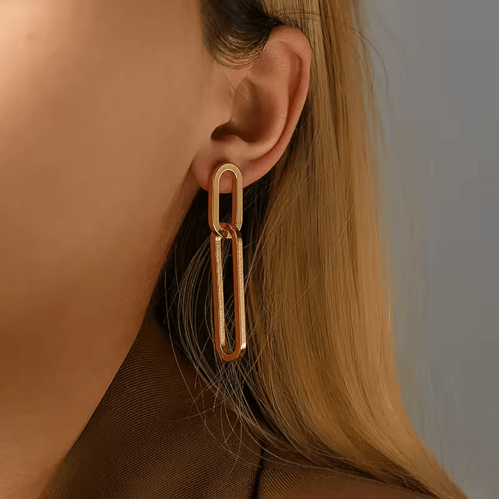 18K Gold Plated Brass Simple Paper Clip Post Earrings