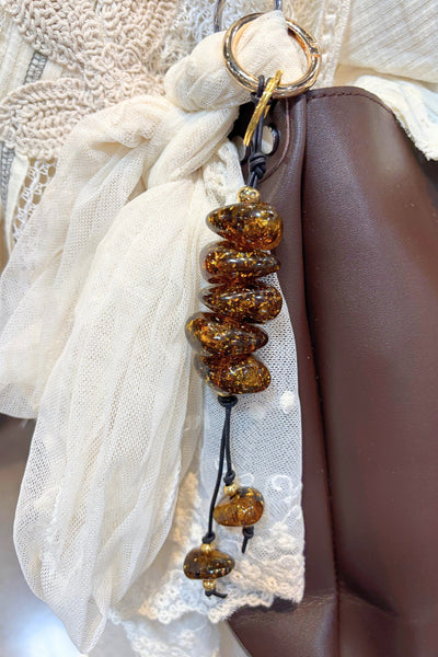 Ellory Split Strand Handmade Beaded Handbag Charm Keychain Accessory