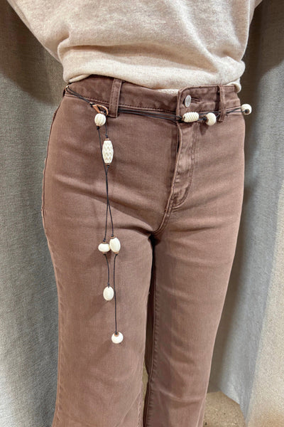 Ariadne Handmade Beaded Leather Cord Double Strand Wrap Belt or Necklace