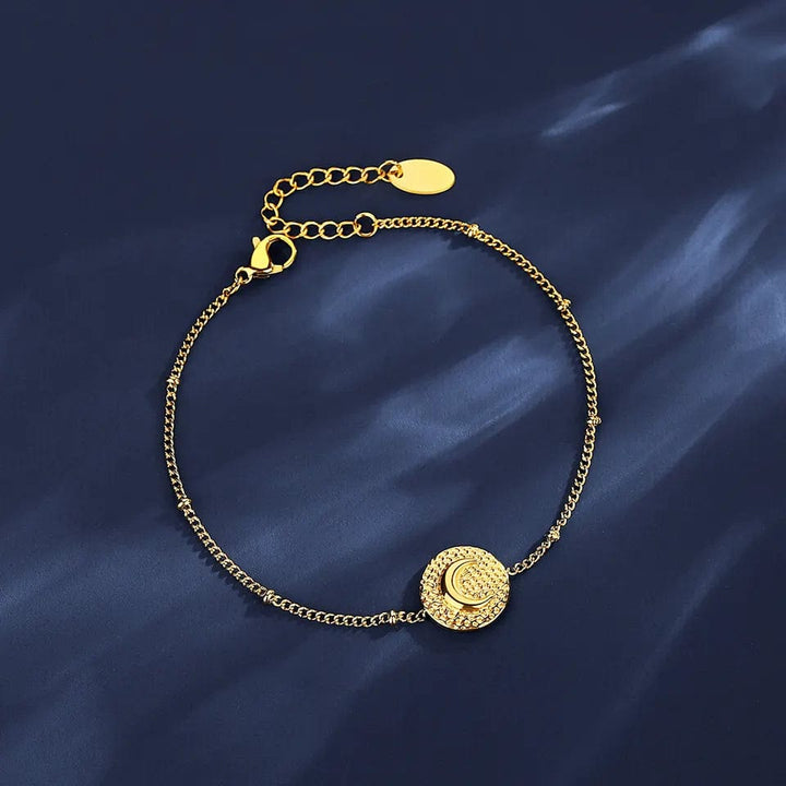 Dainty Bracelet with Moon Charm Stainless Steel Plated
