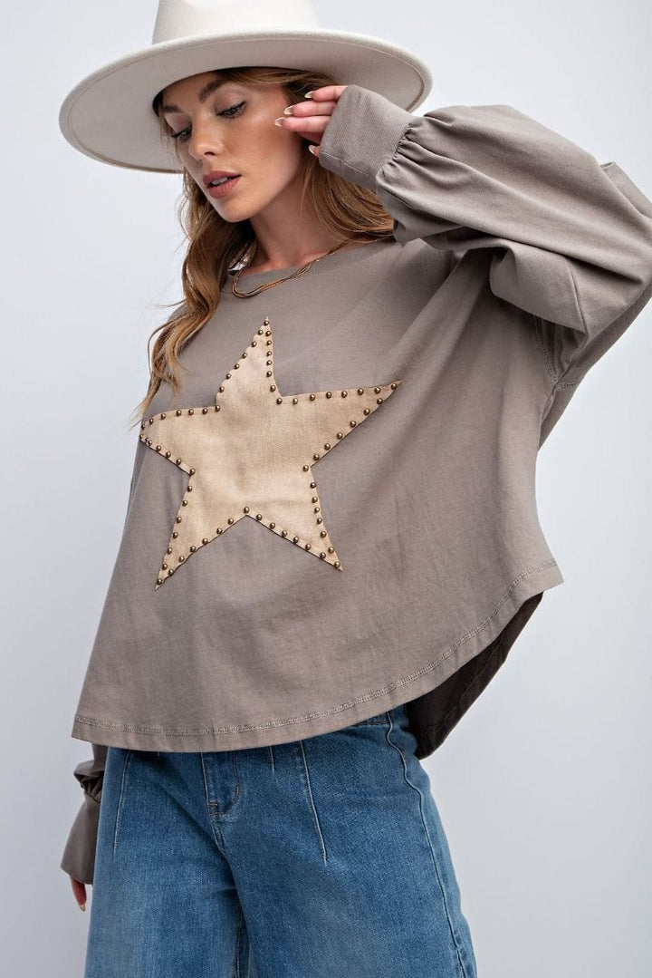 EASEL Star Studded Patch Top