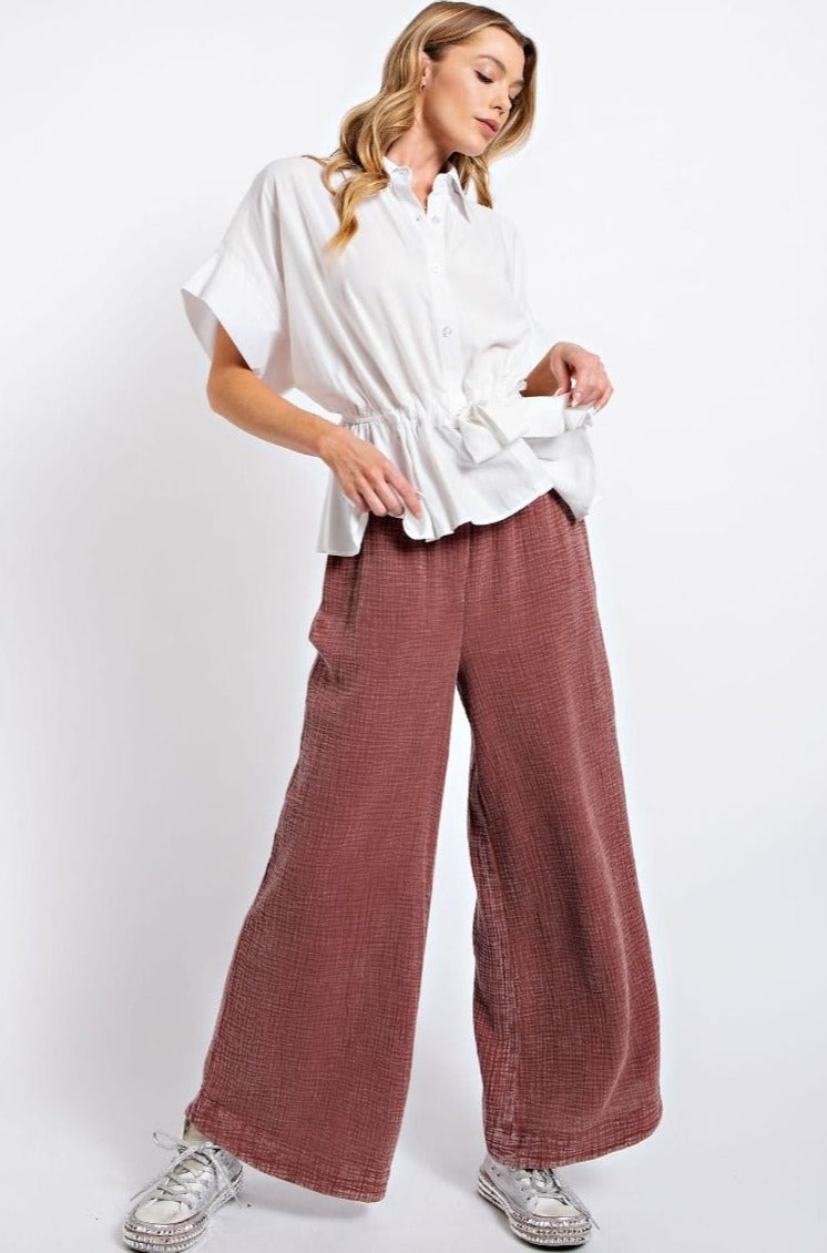Ocean Camel Waffle Trousers Washed Linen Trousers Linen Pants Wide Linen  Trousers 