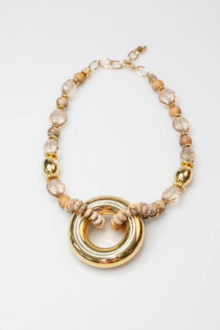 Fabulous Statement Necklace with Striking Gold Vintage Centerpiece