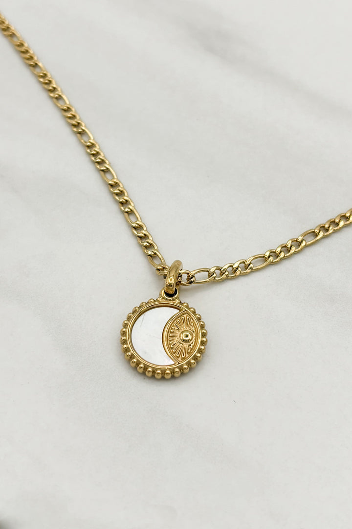 Gold Plated Natural Shell Crescent Moon Necklace