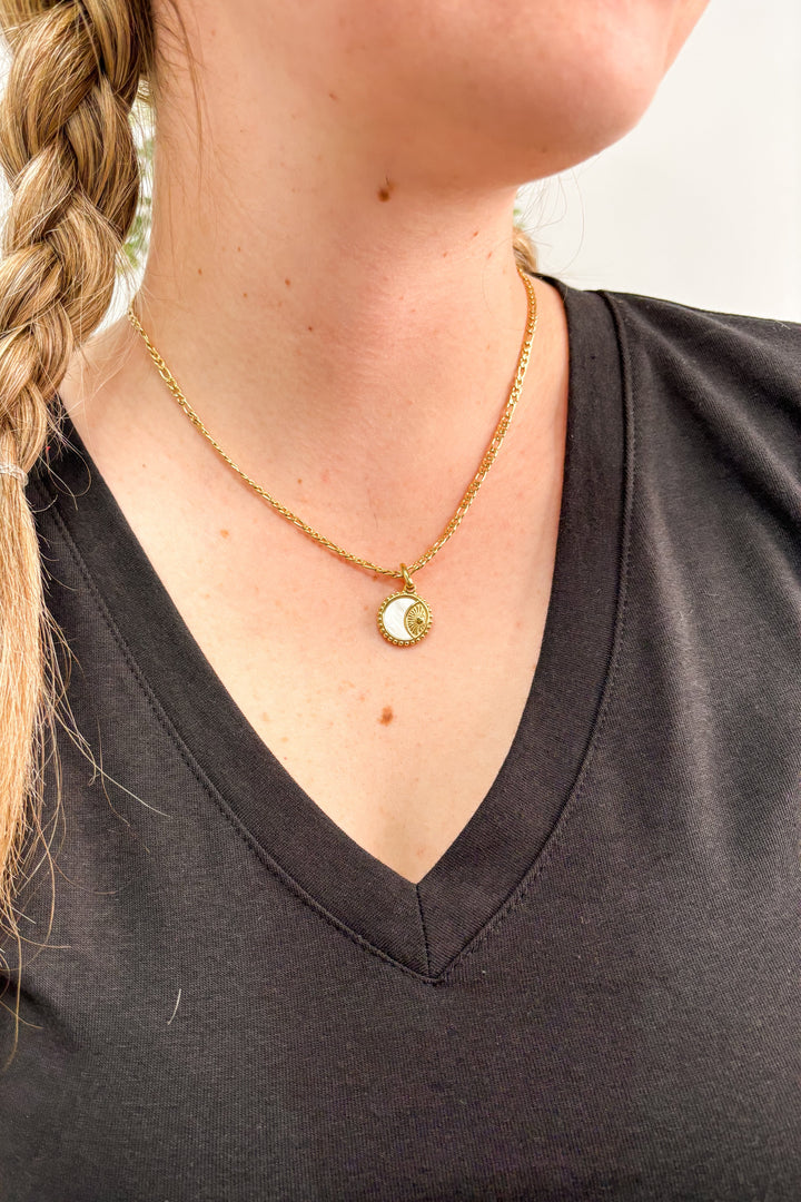 Gold Plated Natural Shell Crescent Moon Necklace