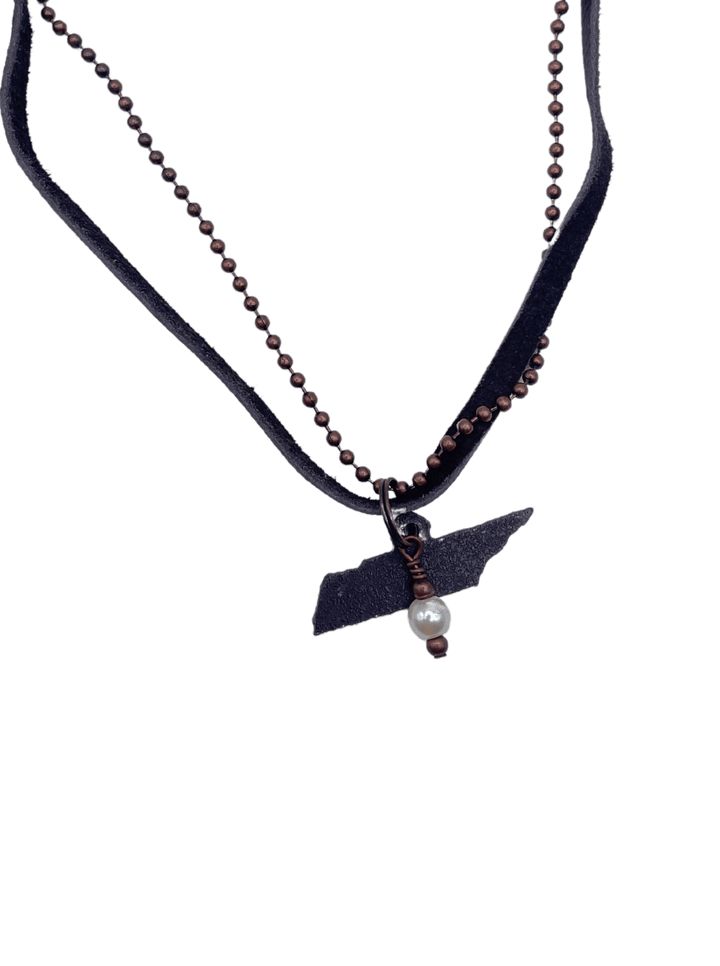 Handmade Leather Necklace with Tennessee Pendant