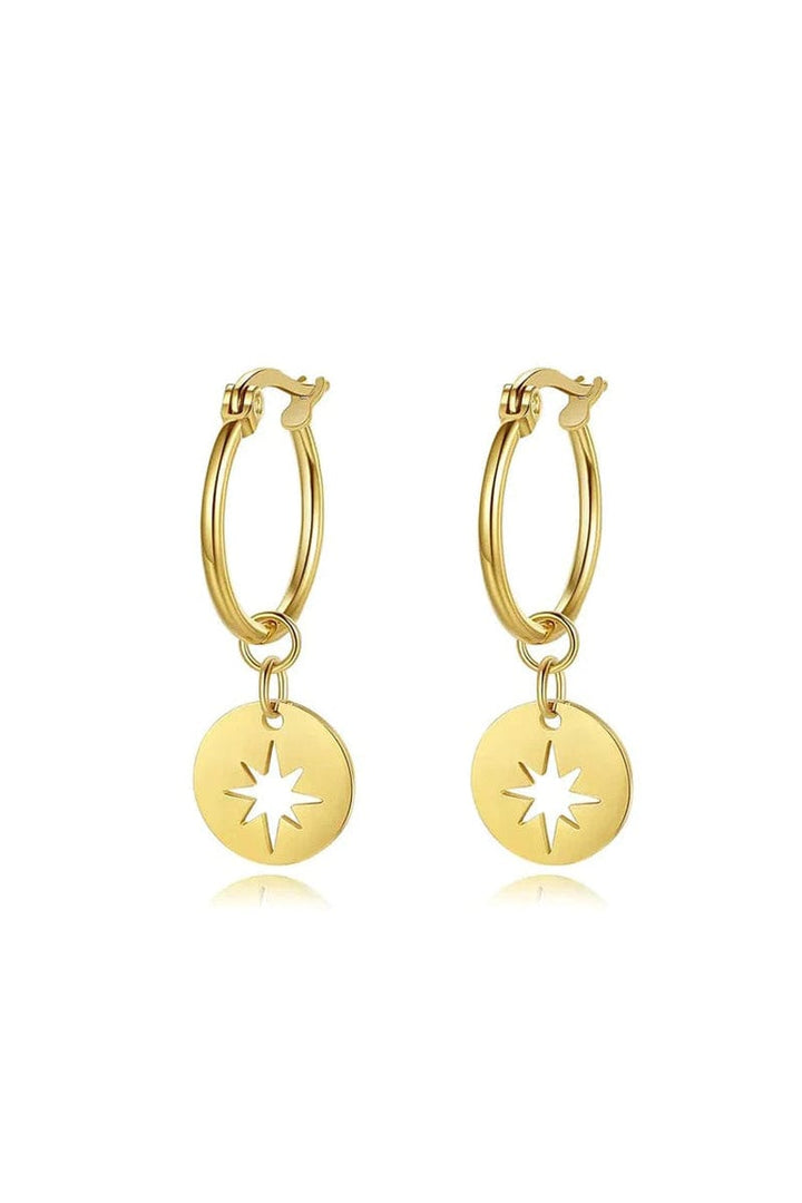 Huggie Earrings with North Star Charm