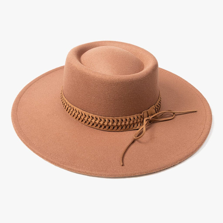 Jen & Co Romy Wide Brim Hat with Braided Tie Band