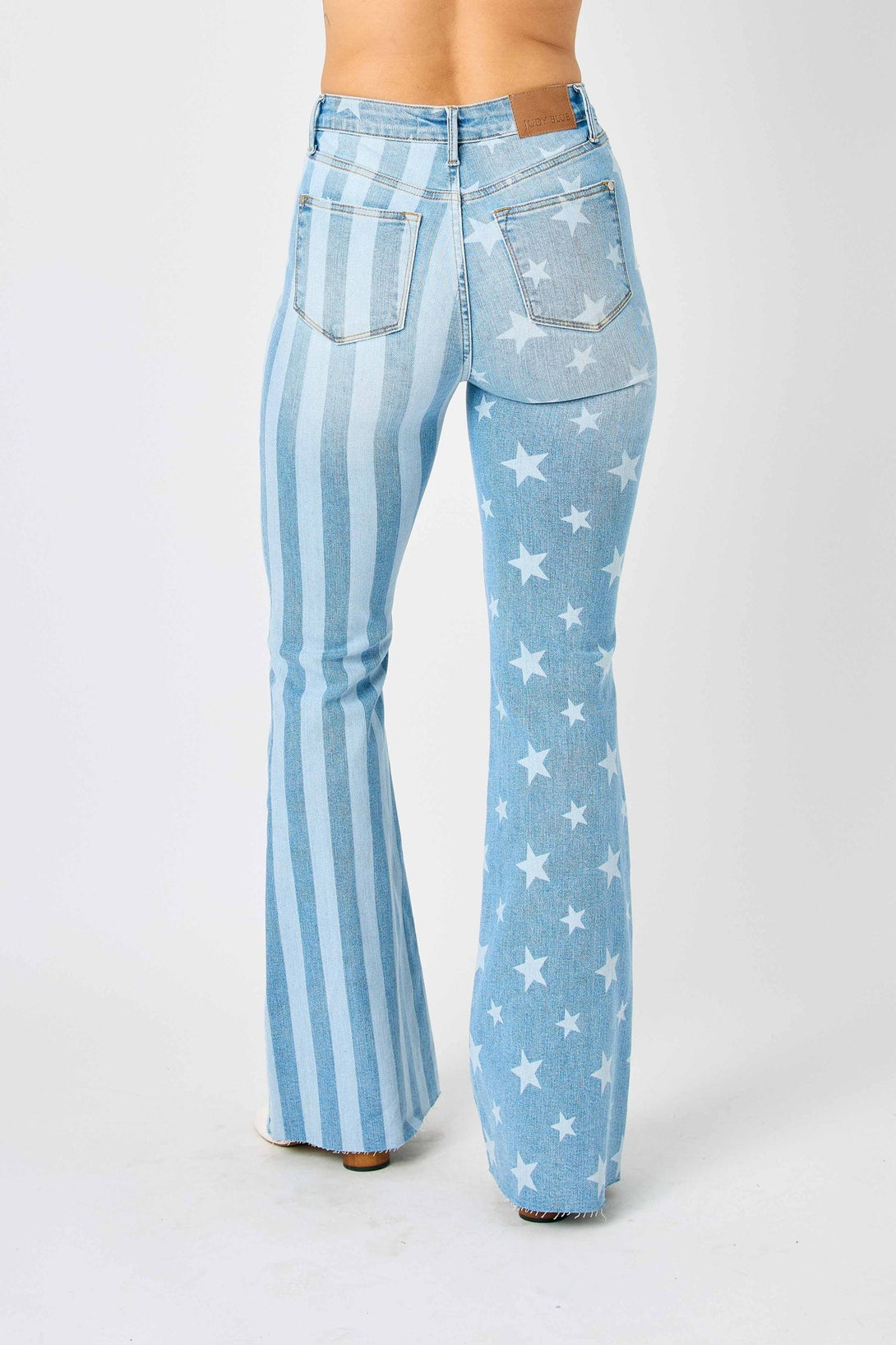 Judy Blue High Waist Bleached Stars & Stripes Flare Jeans