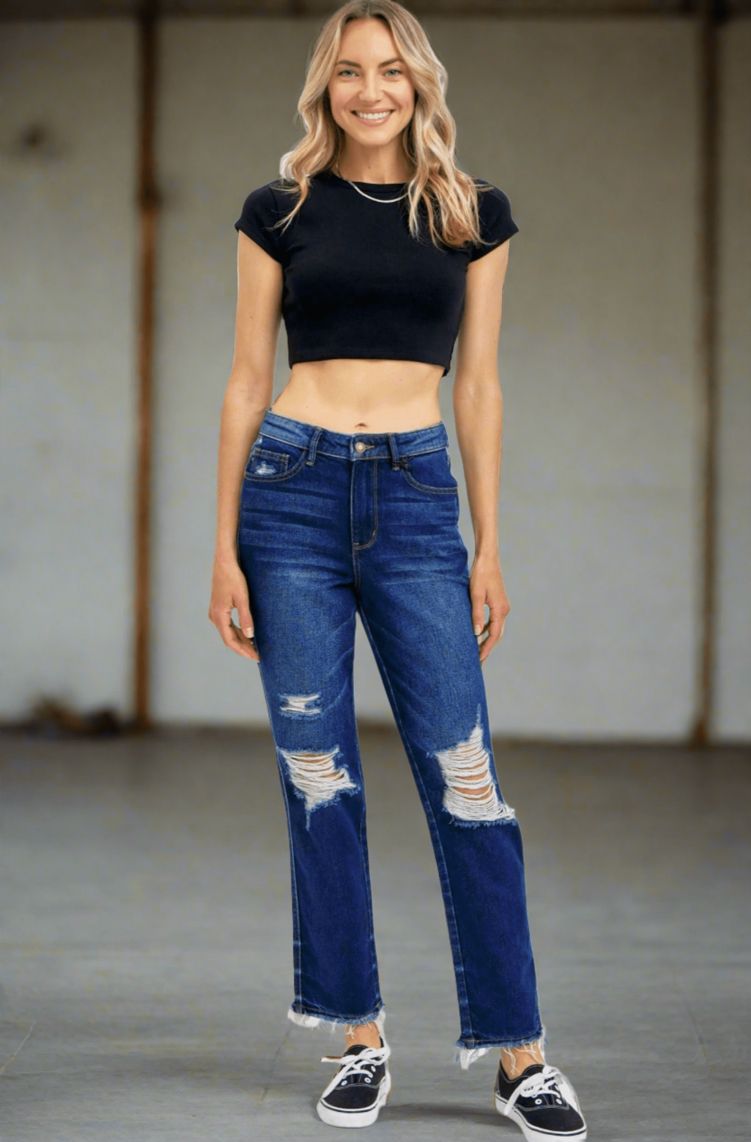 Judy Blue High Waist Rigid Magic Heavy Destroy Straight Jeans