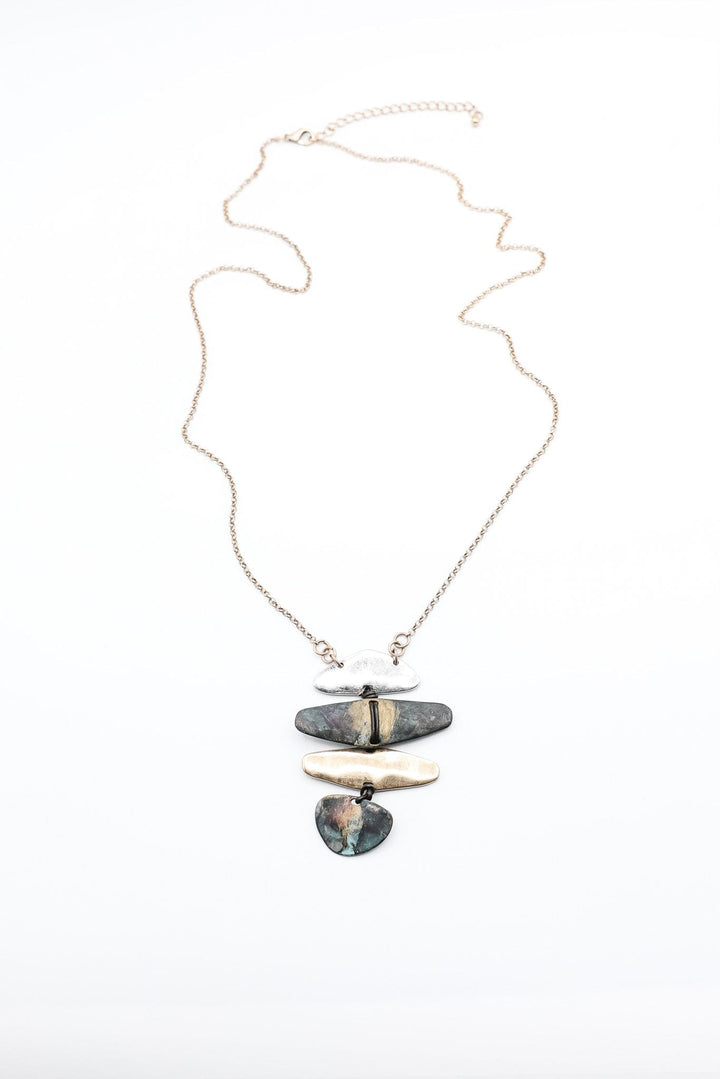 Long Chain Necklace with Four Tiered Pendants
