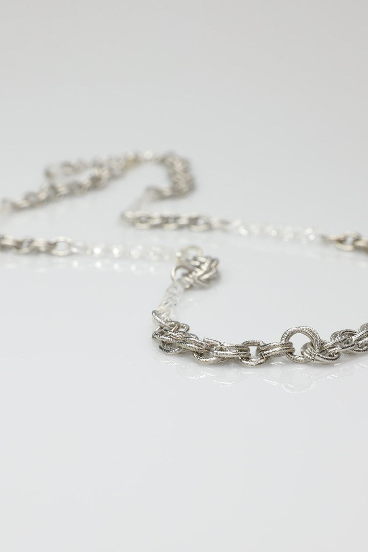 Long Silver Statement Necklace with Vintage Clear Twisted Beads