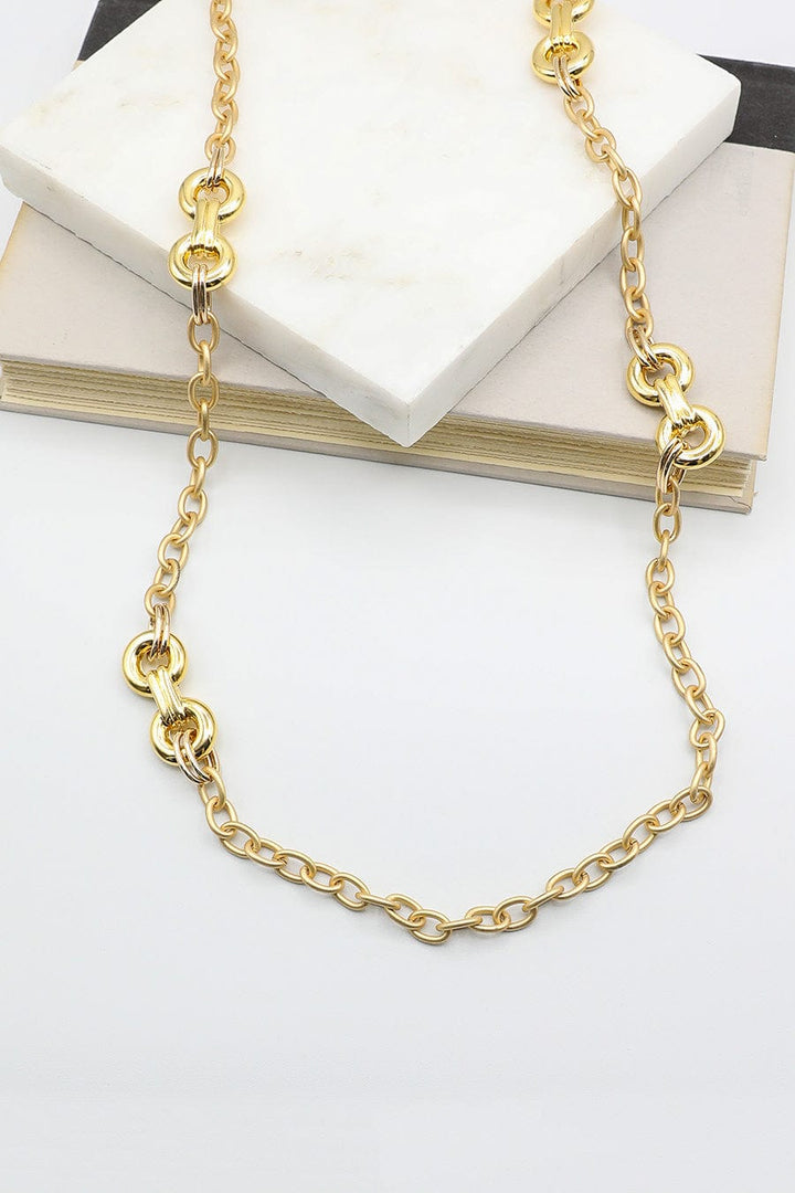 Matte Gold Necklace with Vintage Chain Elements
