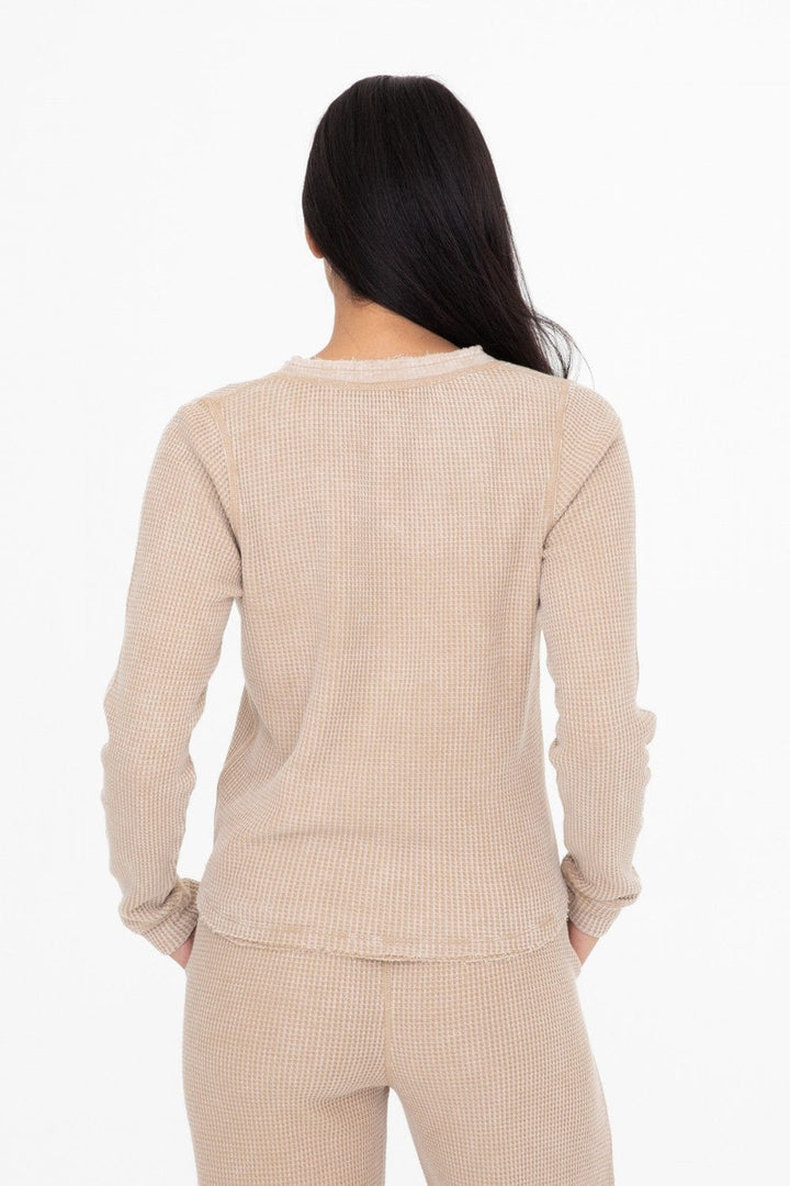 Mono B Distressed Mineral-Washed Long Sleeve Top
