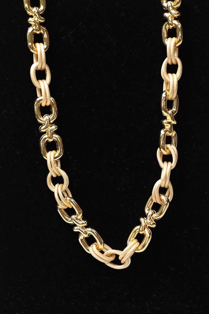 Necklace with Matte Gold Links and Vintage Knot Links