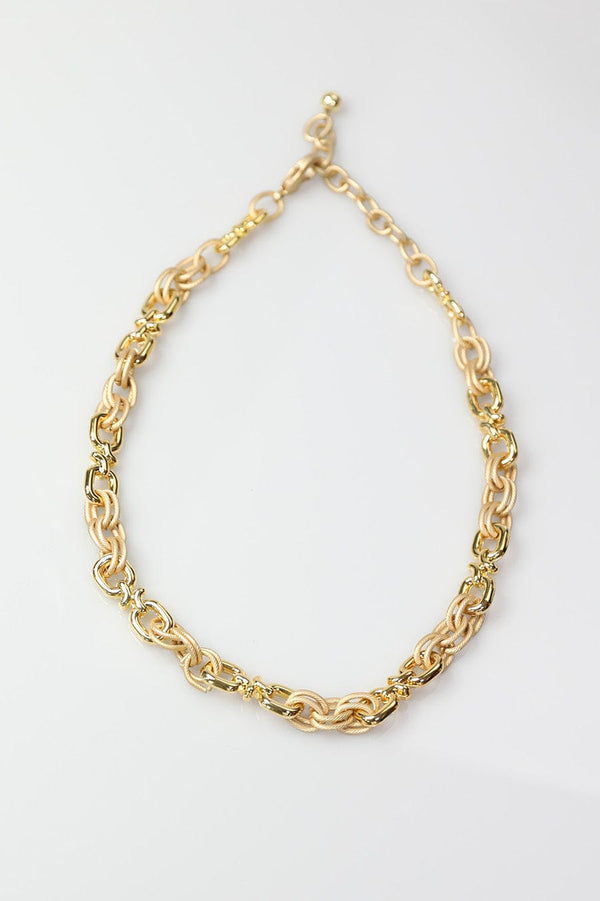Necklace with Matte Gold Links and Vintage Knot Links