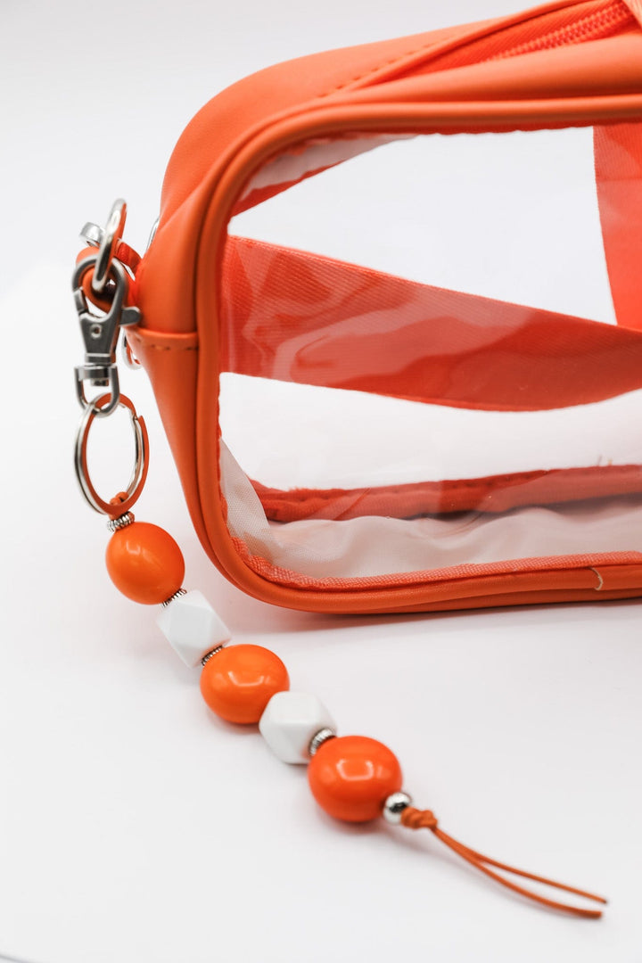 Orange & White Beaded VOLS Keychain