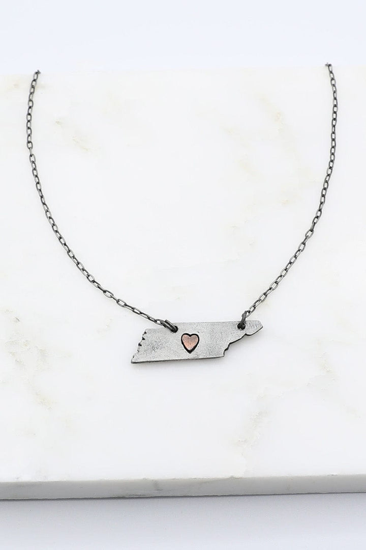 Pewter State of TN Heart Necklace