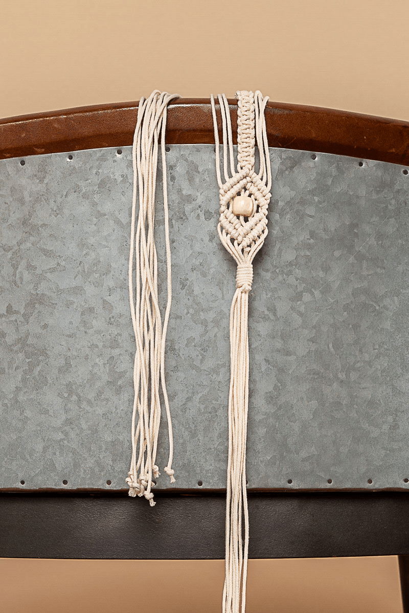POL Beaded and Braided Macrame Style Natural Cord Belt