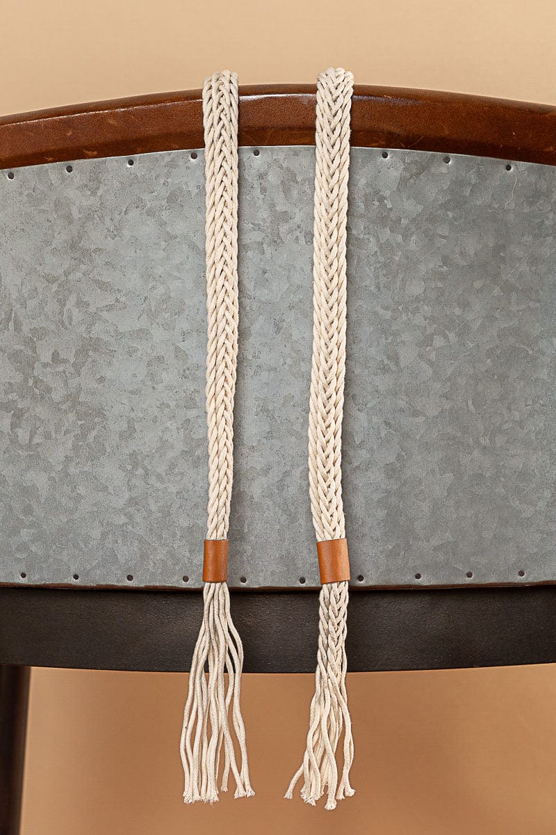 POL Loose Fringe Braided Cord String Belt