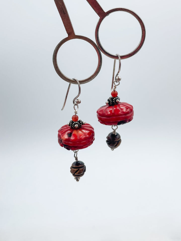 Red Jasper Chunky Bead Decorative Earrings