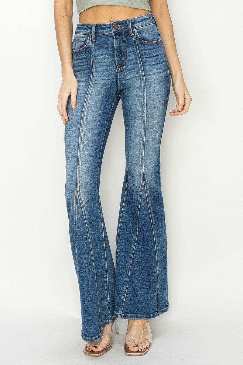 Risen High Rise Flare Front Seam Detailed Jeans