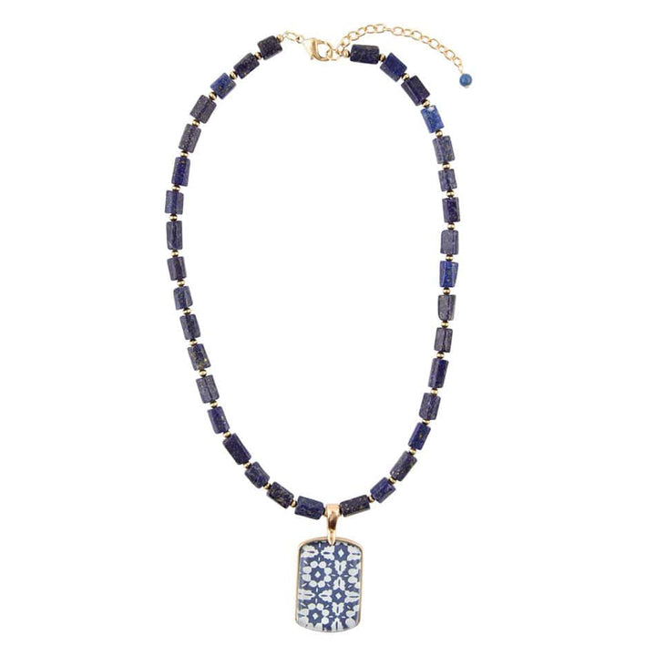 Santorini Cobalt Blue Lapis Golden Necklace