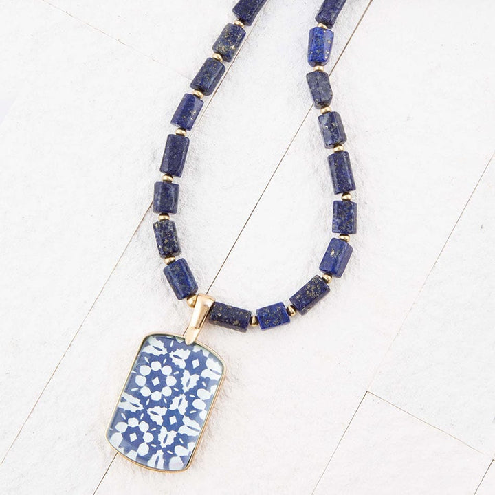 Santorini Cobalt Blue Lapis Golden Necklace
