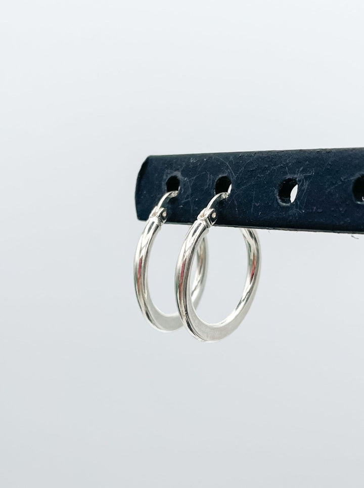 Small Circle Hoop Earrings With Flat Side