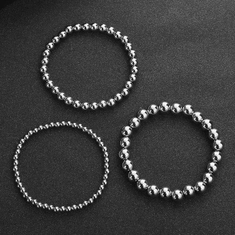 Stainless Steel & Gold Plated Ball Bead 3 Piece Bracelet Set jfybrand