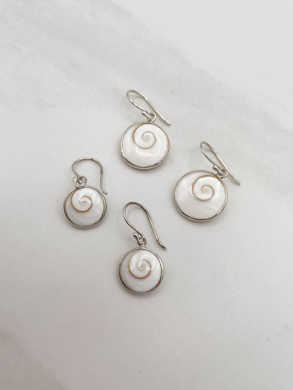 Sterling Silver Circle Shell Drop Earring