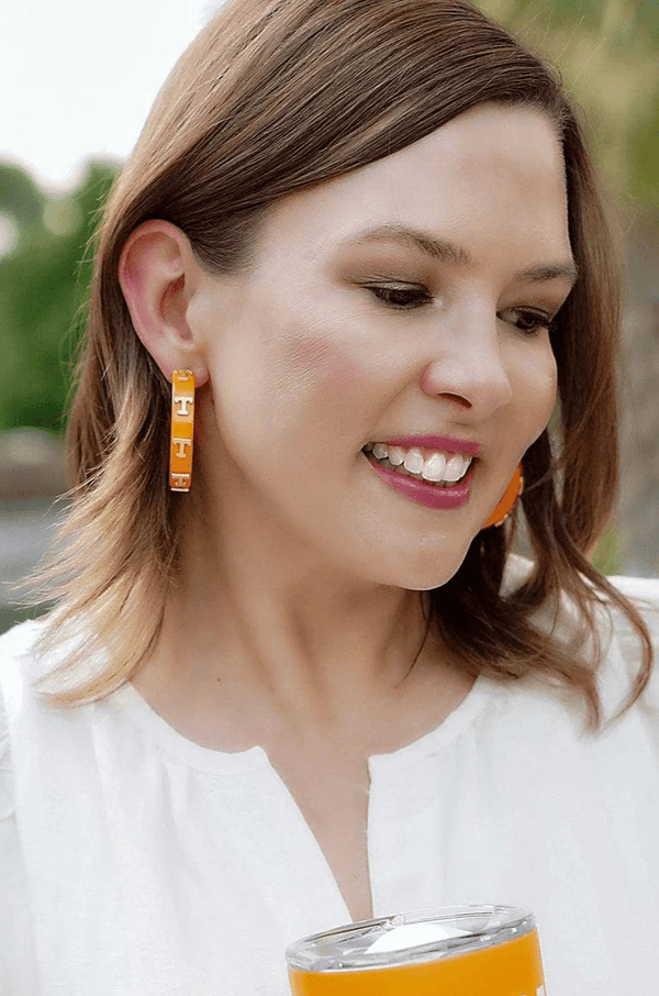 Tennessee Volunteers Resin Logo Hoop Earrings