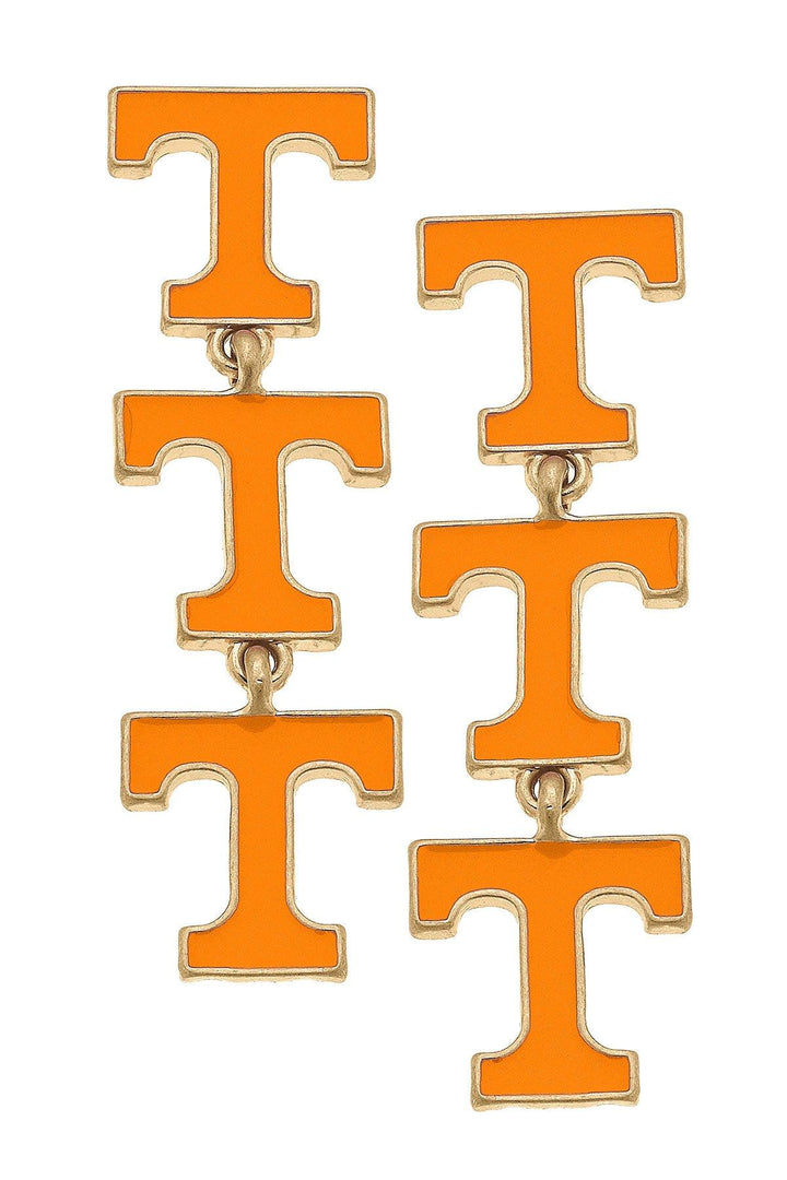 Tennessee Volunteers Tripe Drop Enamel Earrings