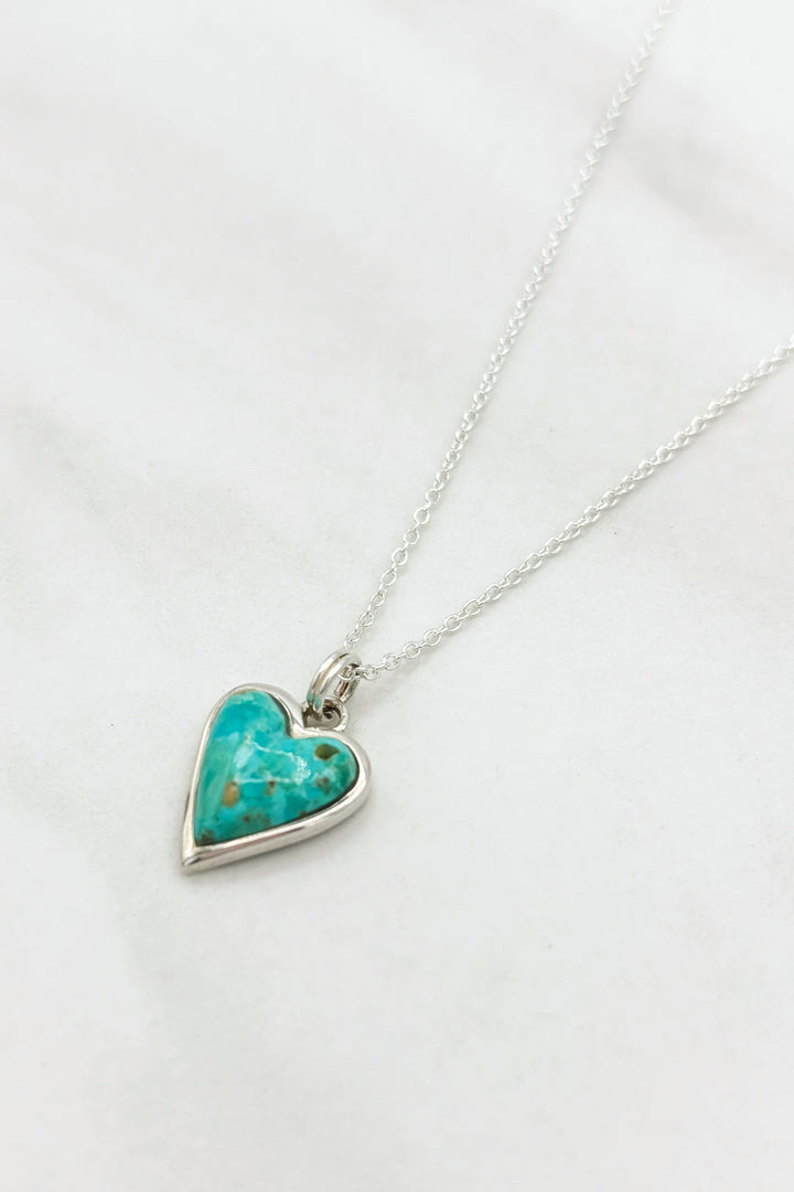 Turquoise and Sterling Silver Heart Necklace