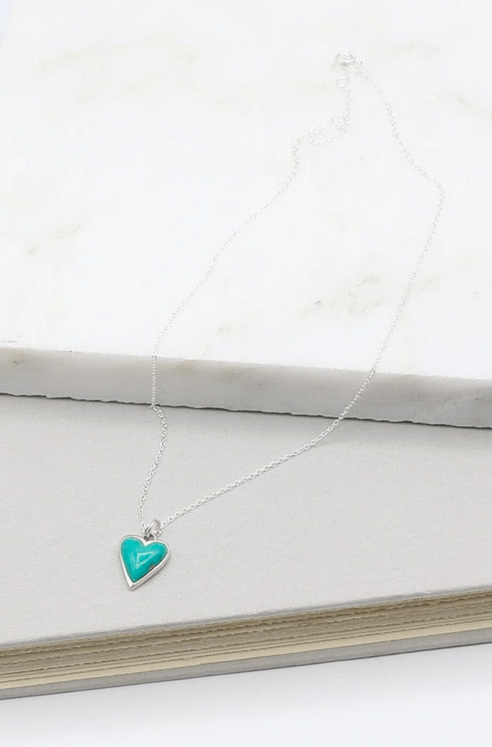Turquoise and Sterling Silver Heart Necklace