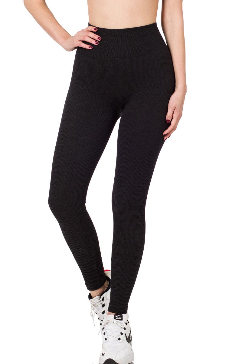 Tapered Band Essential Solid High Waist Leggings