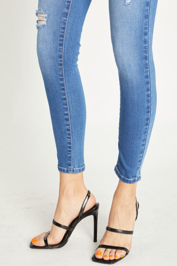 Mid Rise Destructed Push Up Ankle Skinny - Junior Cut