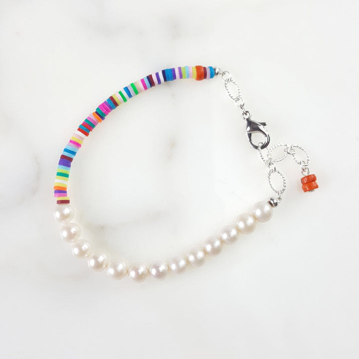 Rainbow Kisses Bracelet for Women with Freshwater Pearls