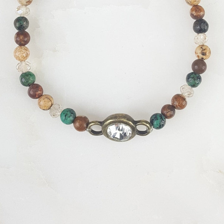 Small Multi Colored Stone Bracelet with CZ Accent