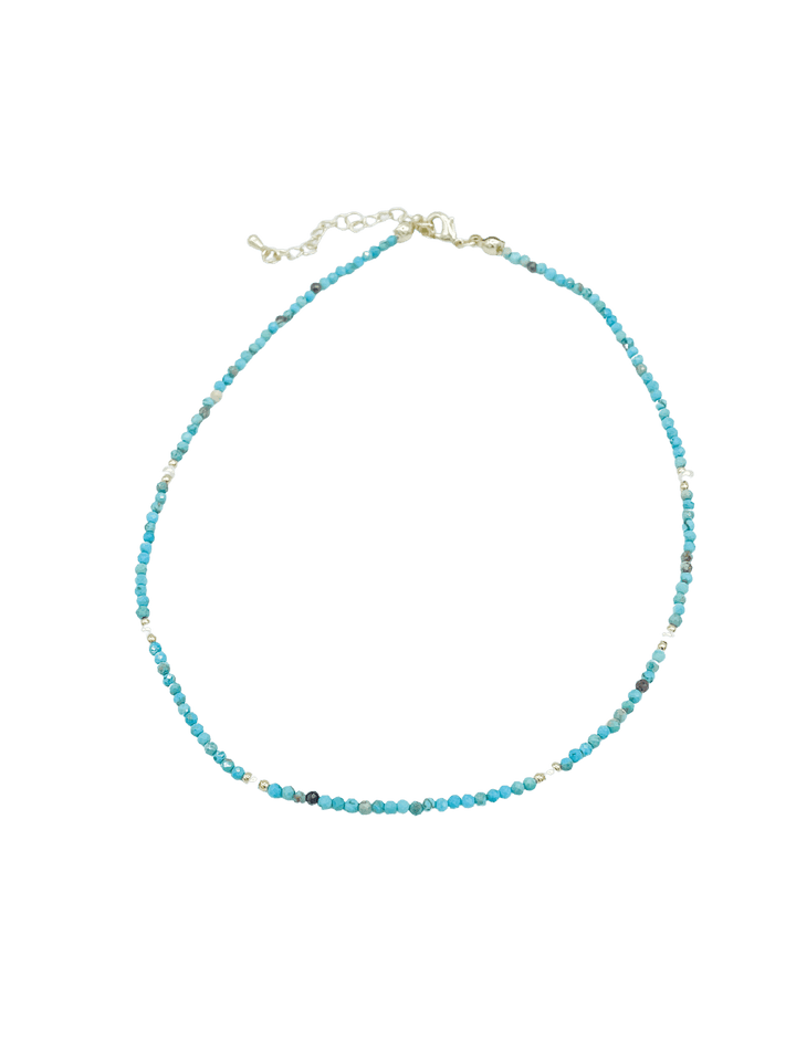 Sweet Delicate Beaded Chocker Necklace Available in Turquoise or Pearl