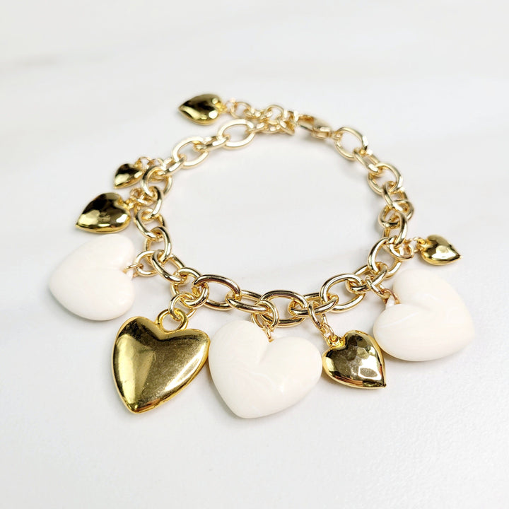Valentina Bracelet with Assortment of Sweet Vintage Hearts