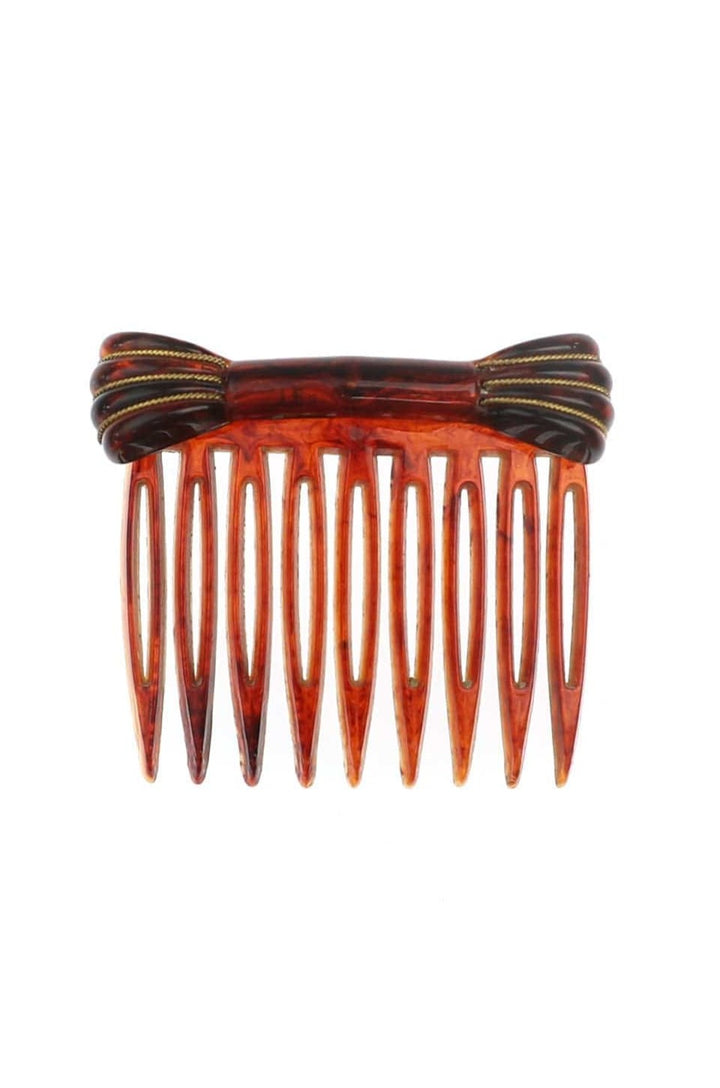 Vintage Italian Tortoise Shell Wire Wrapped Bow Hair Comb
