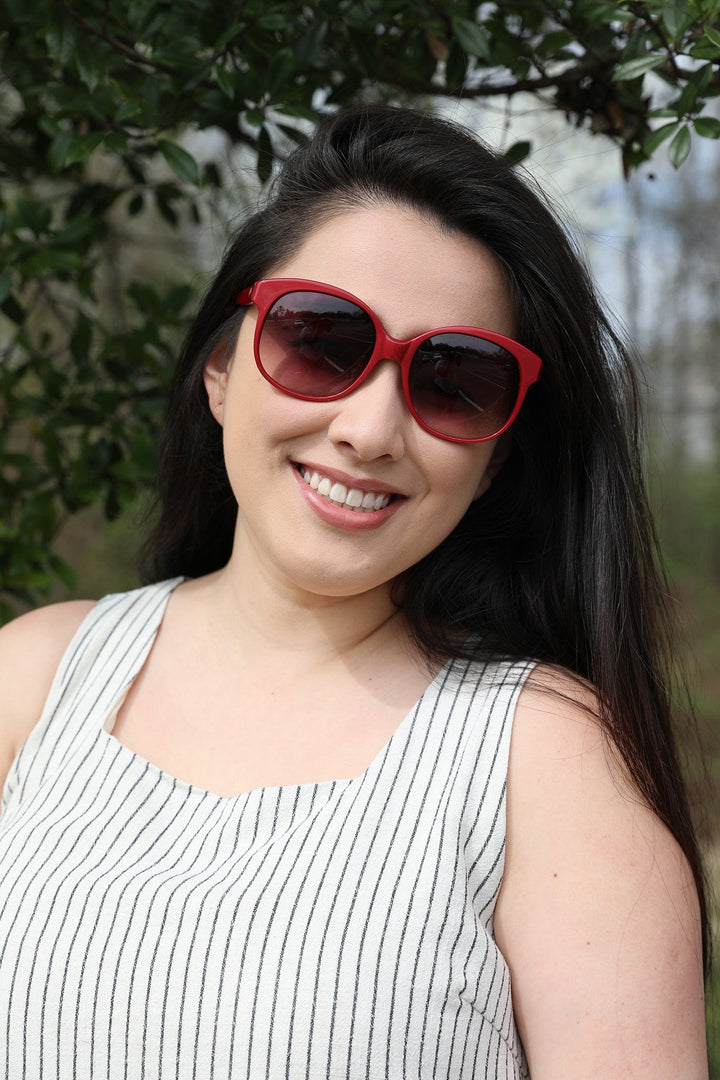 Vintage Square French Sunglasses in Red