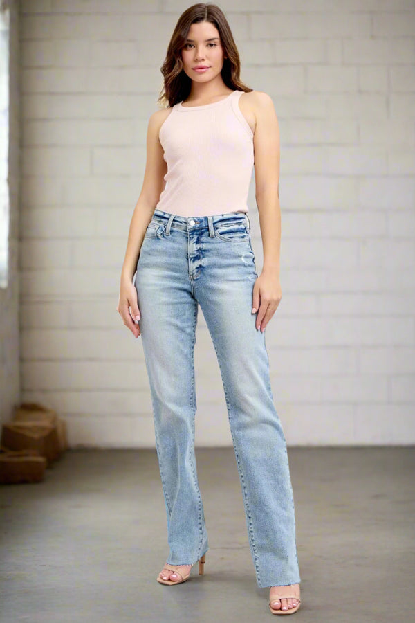 Judy Blue Mid Rise Light Wash Dad Jeans