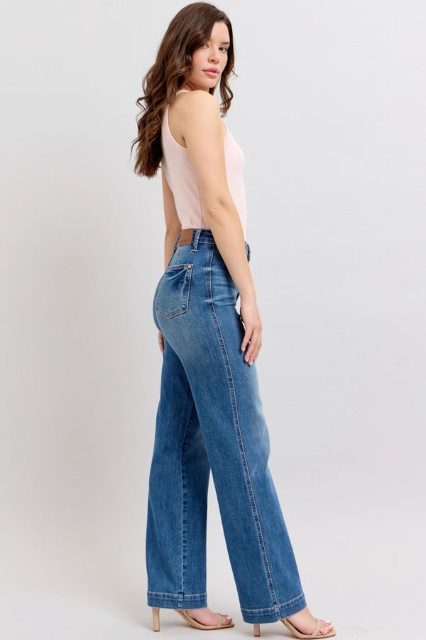 Judy Blue High Waist Contrast Thread Style Straight Leg Jeans