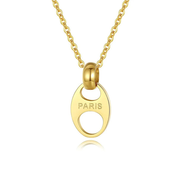 14K Gold Plated Oval Charm Necklace