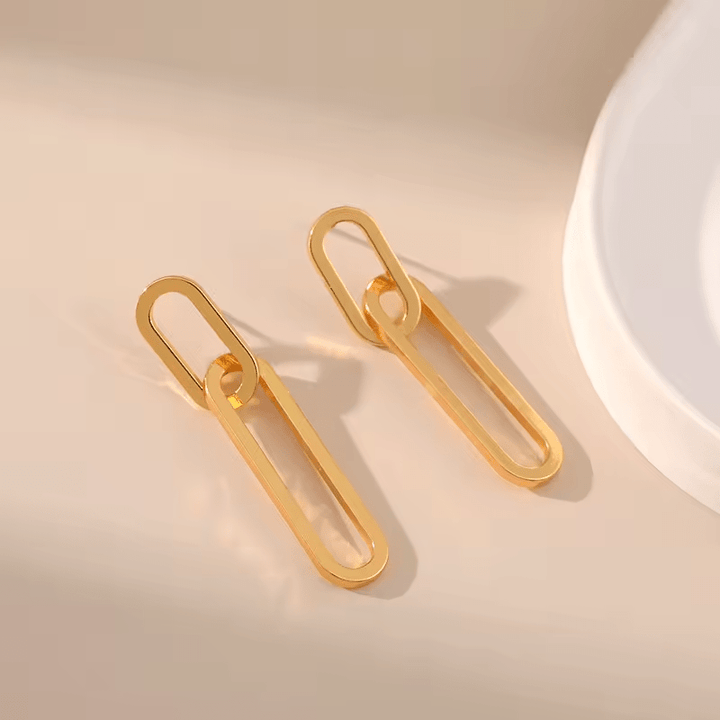 18K Gold Plated Brass Simple Paper Clip Post Earrings