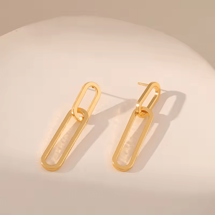 18K Gold Plated Brass Simple Paper Clip Post Earrings