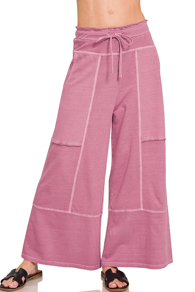 Zenana French Terry Washed Exposed Seam Wide Leg Pants – jfybrand
