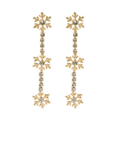 3 Layer Elegant Crystallized Snowflake Drop Earrings